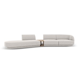 MICADONI Miley 4 pers. modulr sofa, venstre, m. sofabord - lysegr chenille