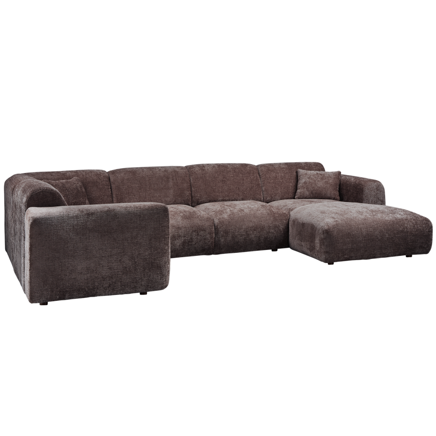 WOOOD CLOUD HJRNESOFA VENSTREVVET CHENILLE VARM BRUN