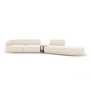 MICADONI Miley 4 pers. modulr sofa, hjre, m. sofabord - lys beige chenille