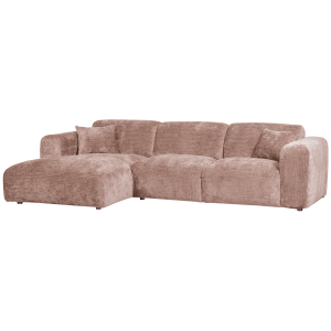 WOOOD CLOUD Schäslongsoffa Vänster Chenille Taupe/Rosa