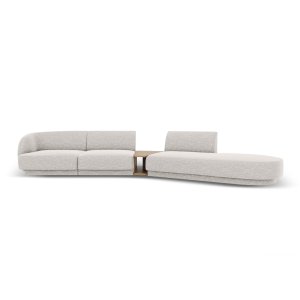 MICADONI Miley 4 pers. modulr sofa, hjre, m. sofabord - lysegr chenille