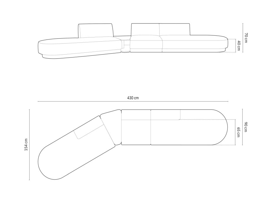 MICADONI  Modulsofa i flyel, venstre, Miley, 5 seter, 425x137x70
