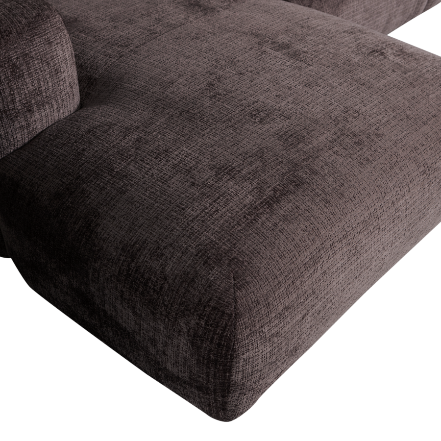 WOOOD CLOUD Schäslongsoffa Vänster Chenille Varmbrun