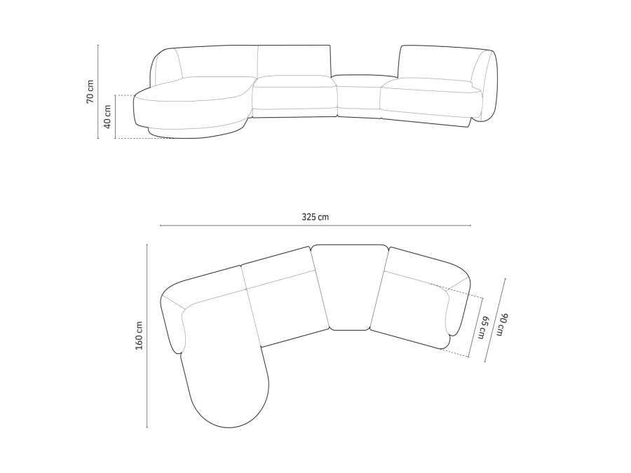 MICADONI  Modulsofa i flyel, venstre, Miley, 4 seter, 320x132x70