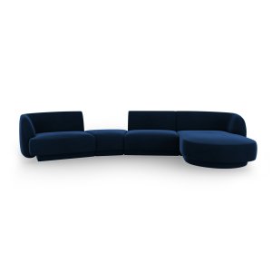 MICADONI Miley 4 pers. modulr sofa, hjre, m. chaiselong og indbygget puf - kongebl fljl