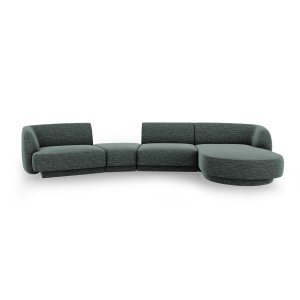 MICADONI Miley 4 pers. modulr sofa, hjre, m. chaiselong og indbygget puf - petrol chenille