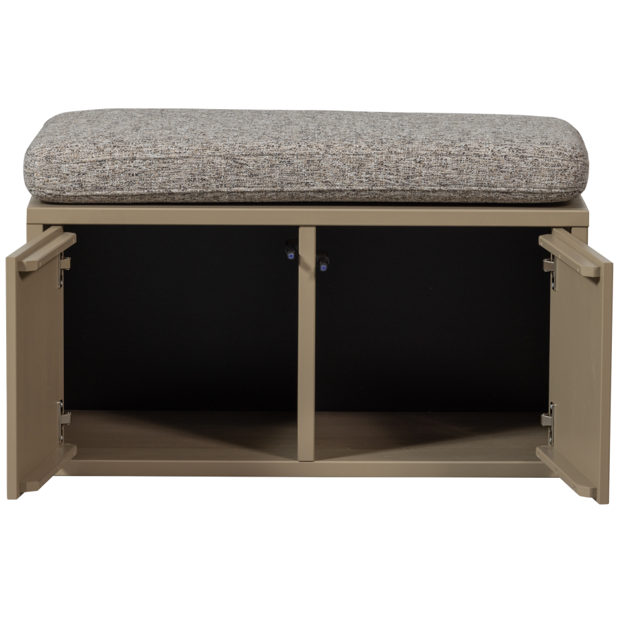 WOOOD TURNER FÖRVARINGSBÄNK I FURU MED SITTDYNA I KHAKI [fsc]