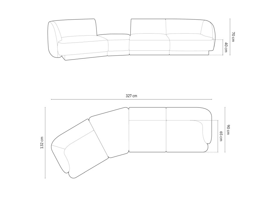 MICADONI  Modulsofa i flyel, venstre, Miley, 4 seter, 320x128x70