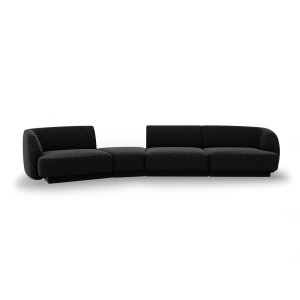 MICADONI Miley 4 pers. modulr sofa, venstre - sort chenille