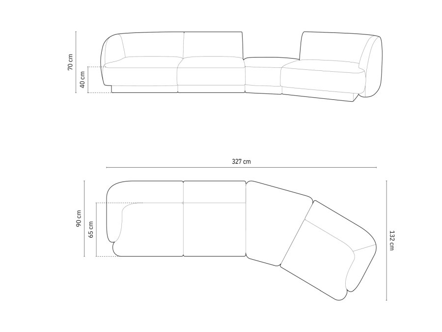 MICADONI Miley 4 pers. modulr sofa, hjre - beige boucl