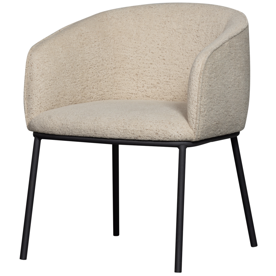 WOOOD Leon spisebordsstol, m. armln - natur melange boucl stof og metal