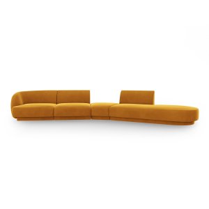 MICADONI Miley 5 pers. modulr sofa, hjre - gul fljl