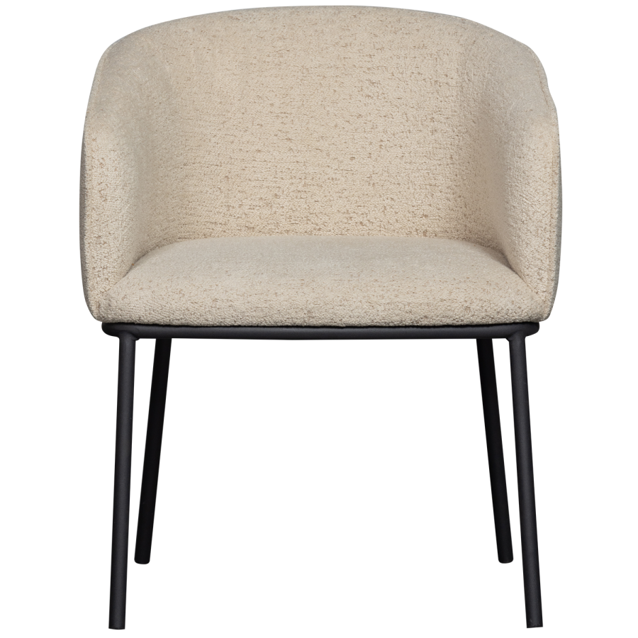 WOOOD Leon spisebordsstol, m. armln - natur melange boucl stof og metal