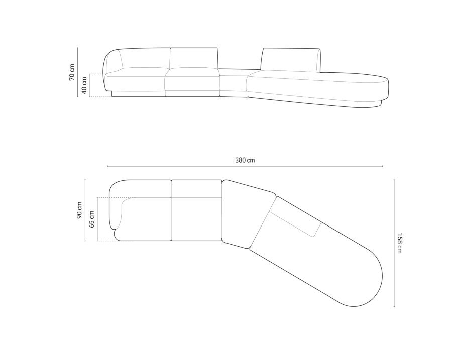 MICADONI  Modulsofa til hyre, Miley, 5 seter, 372x160x70