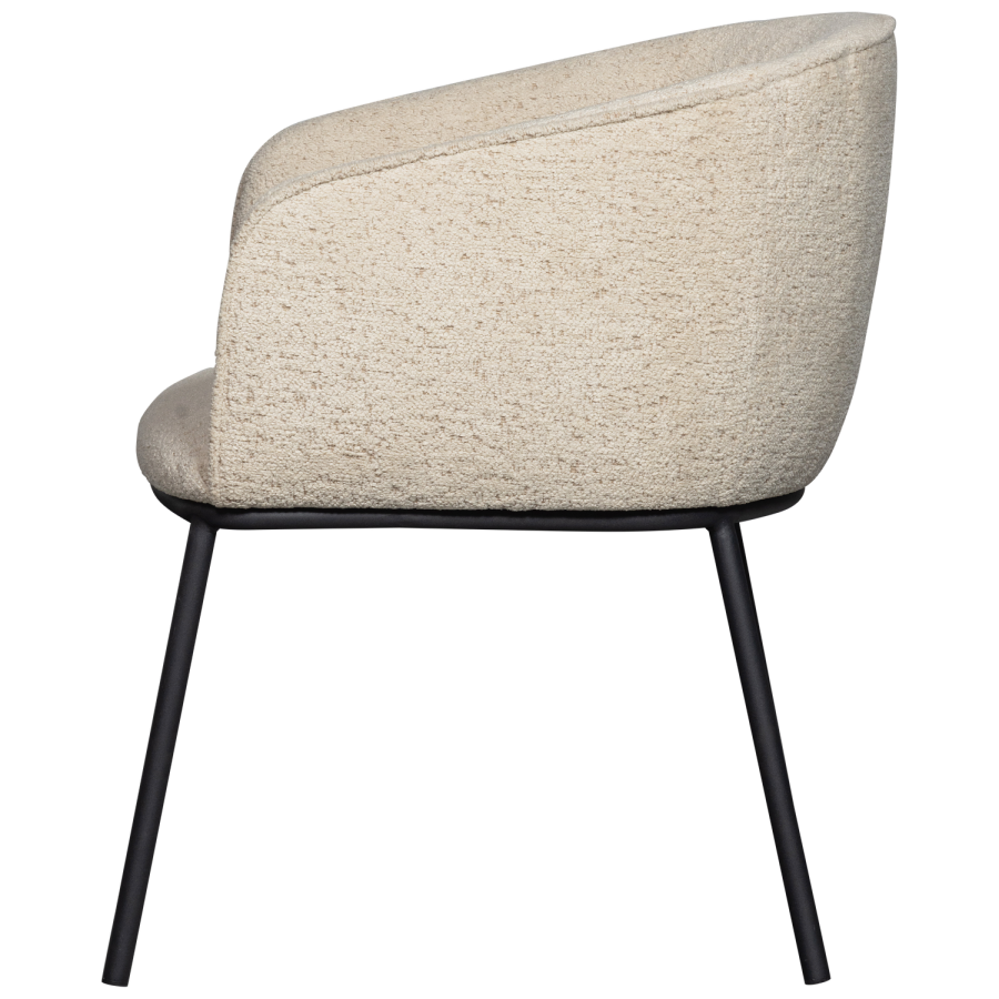 WOOOD Leon spisebordsstol, m. armln - natur melange boucl stof og metal