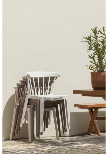 WOOOD Bliss havestol, m. rygpinde, stabelbar - offwhite melange polypropylen/vegetabilske fibre