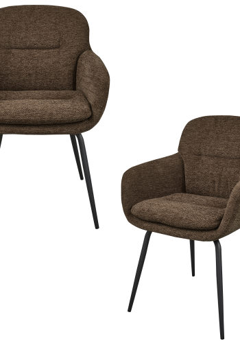 WOOOD Runa spisebordsstol, m. armln - varm brun chenille stof og sort metal