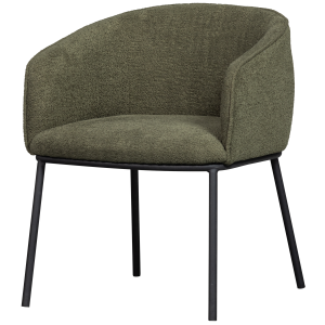 WOOOD Leon spisebordsstol, m. armln - skovgrn boucl stof og metal