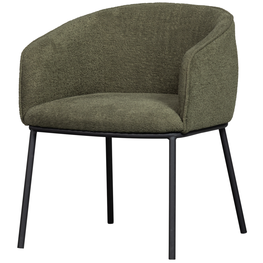 WOOOD Leon spisebordsstol, m. armln - skovgrn boucl stof og metal