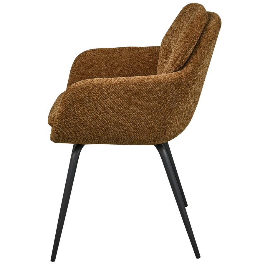 WOOOD RUNA SPISESTOL CHENILLE KARAMELL BRUN/GUL