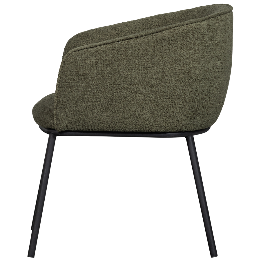 WOOOD Leon spisebordsstol, m. armln - skovgrn boucl stof og metal