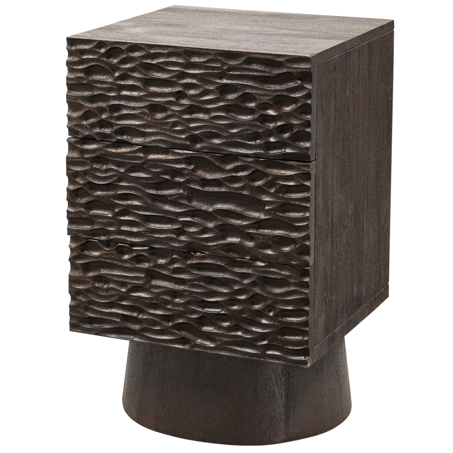 WOOOD SMRET NATBORD MED SKUFFER I MANGO TR MRKEBRUNT