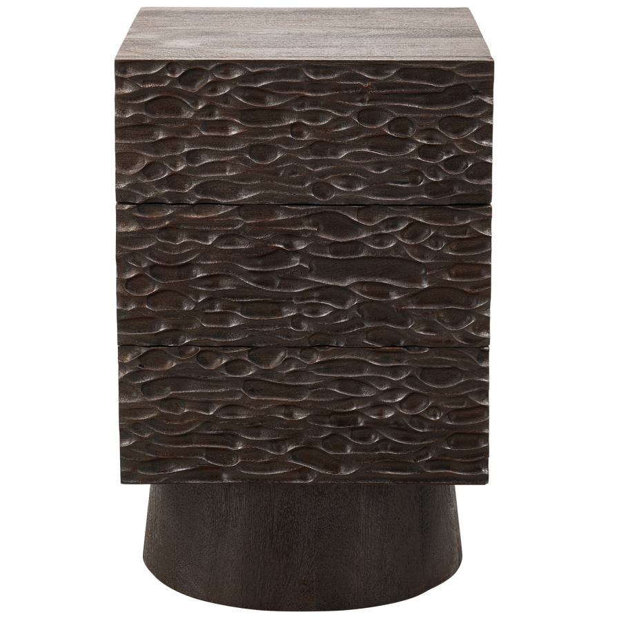 WOOOD SMRET NATBORD MED SKUFFER I MANGO TR MRKEBRUNT