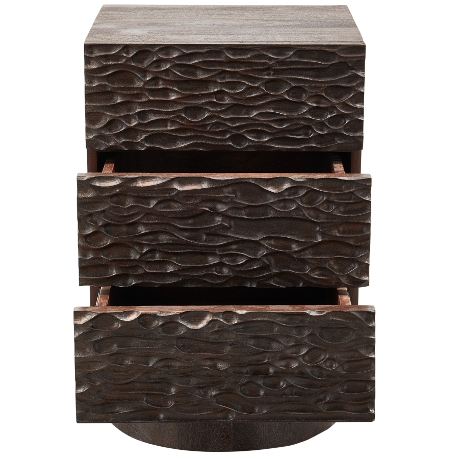 WOOOD SMRET NATBORD MED SKUFFER I MANGO TR MRKEBRUNT