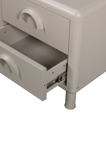 WOOOD Rune natbord, m. 2 skuffer - sand metal (42x42)