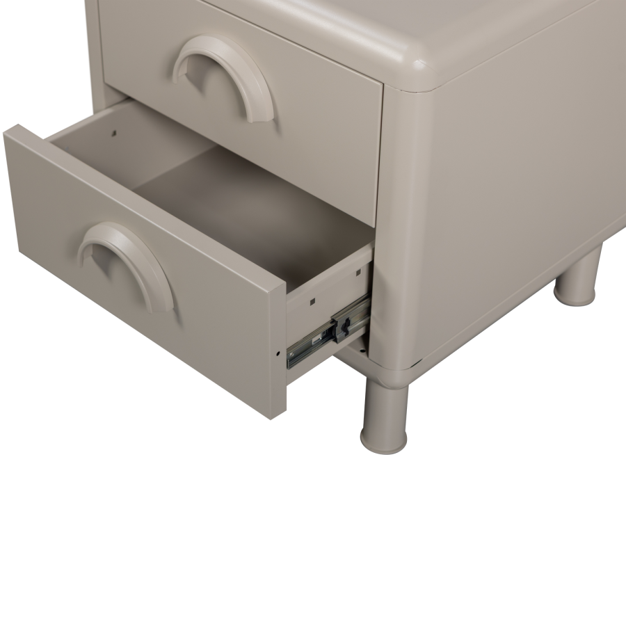 WOOOD Rune natbord, m. 2 skuffer - sand metal (42x42)