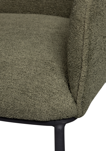 WOOOD Leon spisebordsstol, m. armln - skovgrn boucl stof og metal