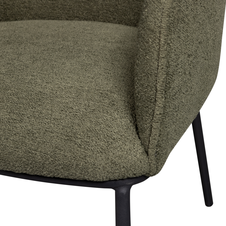 WOOOD Leon spisebordsstol, m. armln - skovgrn boucl stof og metal