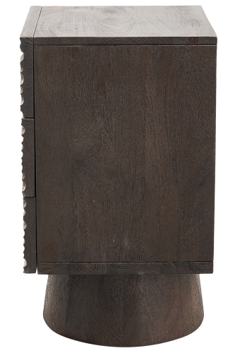 WOOOD SMRET NATBORD MED SKUFFER I MANGO TR MRKEBRUNT