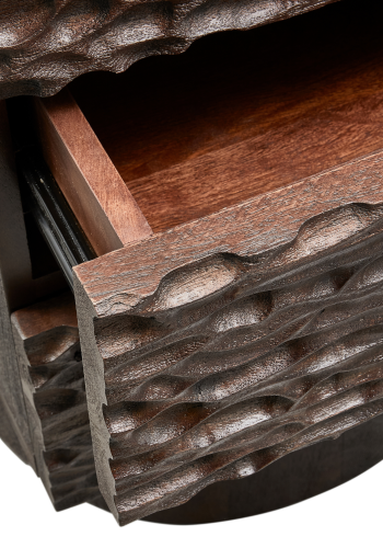 WOOOD SMRET NATBORD MED SKUFFER I MANGO TR MRKEBRUNT