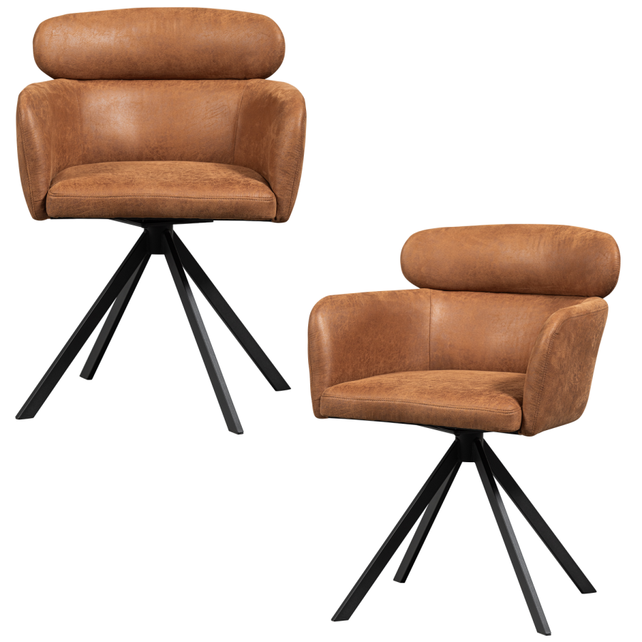 WOOOD FENNE SNURRSTOL I SKINNLOOK I COGNAC