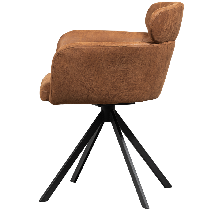 WOOOD FENNE SNURRSTOL I SKINNLOOK I COGNAC