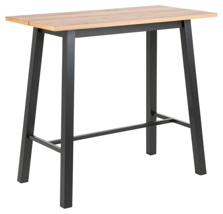 ACT NORDIC Chara rektangulrt barbord, Plate i vill eik oljet eikefiner, Stativ i matt svart NC lakk eikefiner med fotsttte og planker, 117x58x105 cm