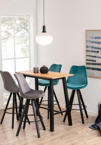 ACT NORDIC Chara rektangulrt barbord, Plate i vill eik oljet eikefiner, Stativ i matt svart NC lakk eikefiner med fotsttte og planker, 117x58x105 cm