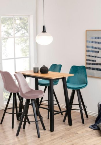 ACT NORDIC Chara rektangulrt barbord, Plate i vill eik oljet eikefiner, Stativ i matt svart NC lakk eikefiner med fotsttte og planker, 117x58x105 cm