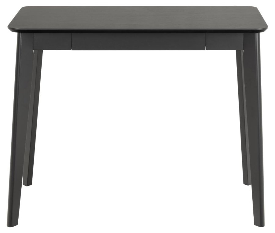 ACT NORDIC Roxby rechteckiger Schreibtisch, Platte Eichenfurnier in mattschwarzem Acryllack, Schublade und Rahmen Kautschukholz in mattschwarzem Acryllack, 100x50x75 cm