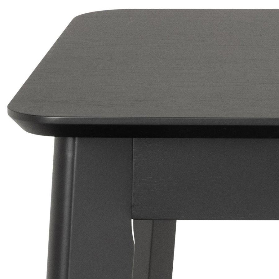 ACT NORDIC Roxby rechteckiger Schreibtisch, Platte Eichenfurnier in mattschwarzem Acryllack, Schublade und Rahmen Kautschukholz in mattschwarzem Acryllack, 100x50x75 cm