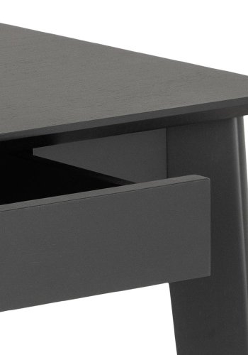ACT NORDIC Roxby rechteckiger Schreibtisch, Platte Eichenfurnier in mattschwarzem Acryllack, Schublade und Rahmen Kautschukholz in mattschwarzem Acryllack, 100x50x75 cm