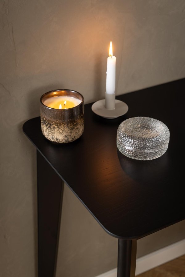 ACT NORDIC Roxby rechteckiger Schreibtisch, Platte Eichenfurnier in mattschwarzem Acryllack, Schublade und Rahmen Kautschukholz in mattschwarzem Acryllack, 100x50x75 cm