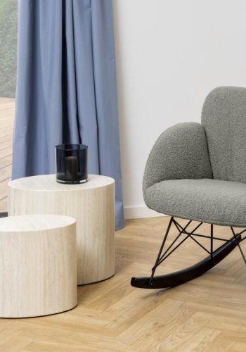 ACT NORDIC Kelsey Schaukelstuhl, Orson Stoff graubraun 60, Kufengestell mattschwarze NC-Lackbuche und mattschwarzer, rauer, pulverbeschichteter Stahl mit Reiverschluss