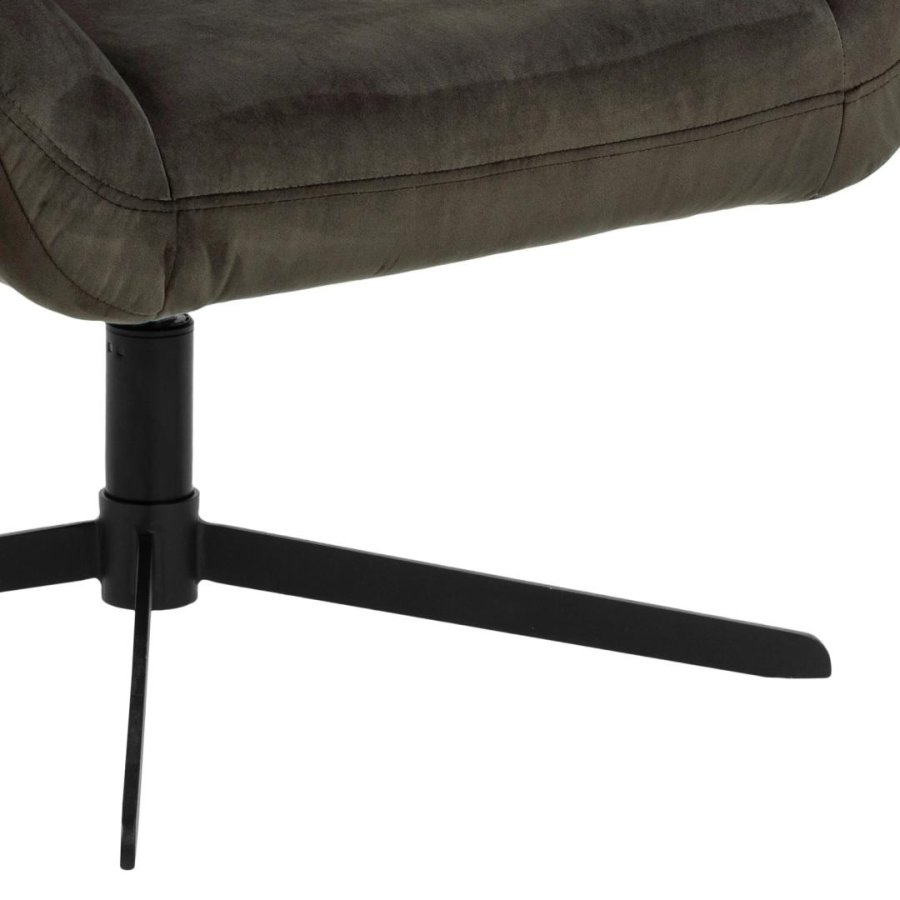 ACT NORDIC Paris lenestol, Vic stoff grbrunt 73AC, 4-stjerners understell mattsvart grovt pulverlakkert stl med svingfunksjon, firkantede smmer og glidels, 73x76x89 cm