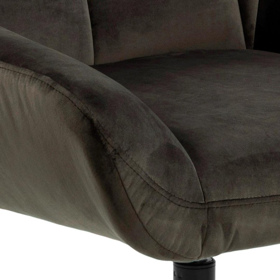 ACT NORDIC Paris lenestol, Vic stoff grbrunt 73AC, 4-stjerners understell mattsvart grovt pulverlakkert stl med svingfunksjon, firkantede smmer og glidels, 73x76x89 cm