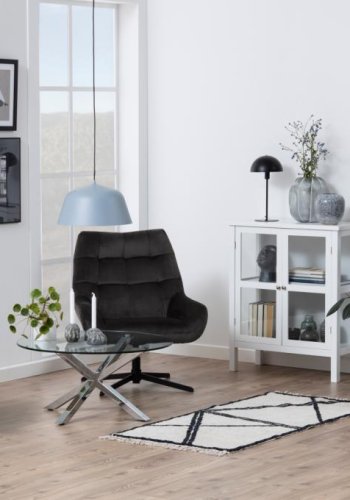 ACT NORDIC Paris lenestol, Vic stoff grbrunt 73AC, 4-stjerners understell mattsvart grovt pulverlakkert stl med svingfunksjon, firkantede smmer og glidels, 73x76x89 cm