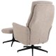ACT NORDIC London Relaxsessel mit Fuhocker, Stoff Monza beige 60, 5-Stern-Gestell mattschwarz pulverbeschichteter Stahl mit horizontalen Nhten und manueller Auslsung