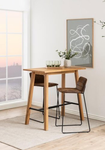 ACT NORDIC Chara rektangulrt barbord, plate og ramme vill eik oljet eikefiner med fotsttte, 117x58x105 cm