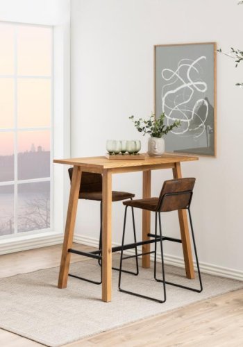 ACT NORDIC Chara rektangulrt barbord, plate og ramme vill eik oljet eikefiner med fotsttte, 117x58x105 cm